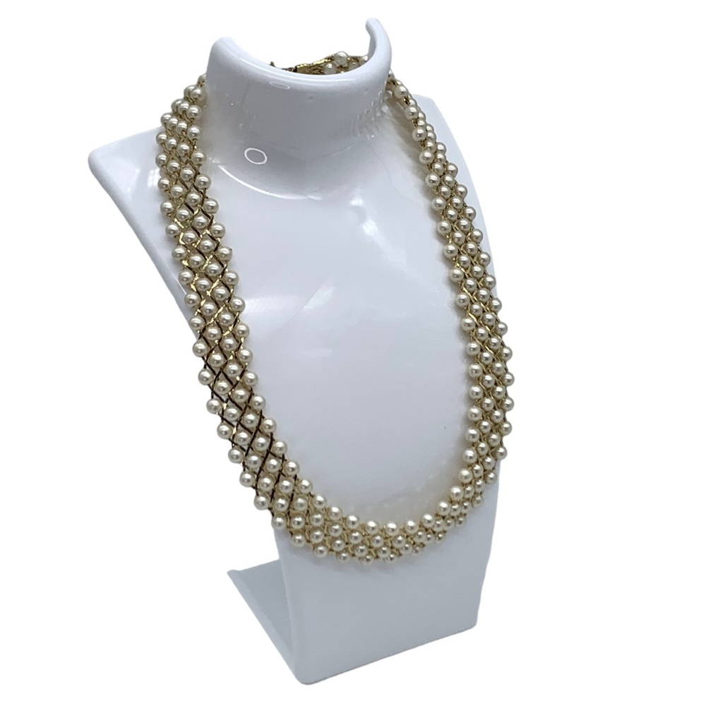 18” Vintage Woven Faux Pearl Necklace